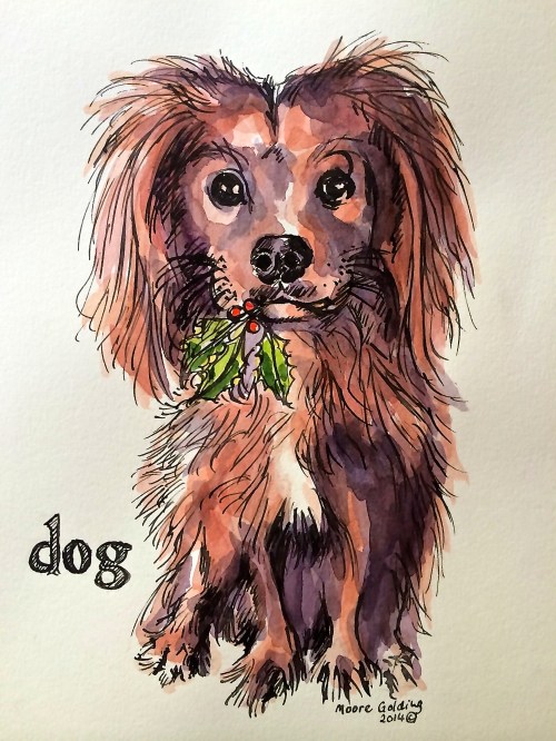 Christmas dog. Elizabeth Moore Golding 2014©
