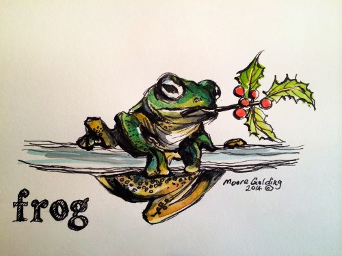 Pen and wash Xmas card.