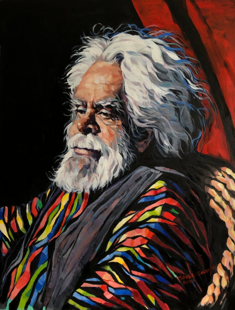 This portrait was painted for a few hours from life. at the Friday Group, Victorian Artists Society. It is of Uncle Jack Charles, respected indigenous elder, actor, activist, raconteur, a Stolen Generation child. Oil on board 50x40cm, framed. FOR SALE.